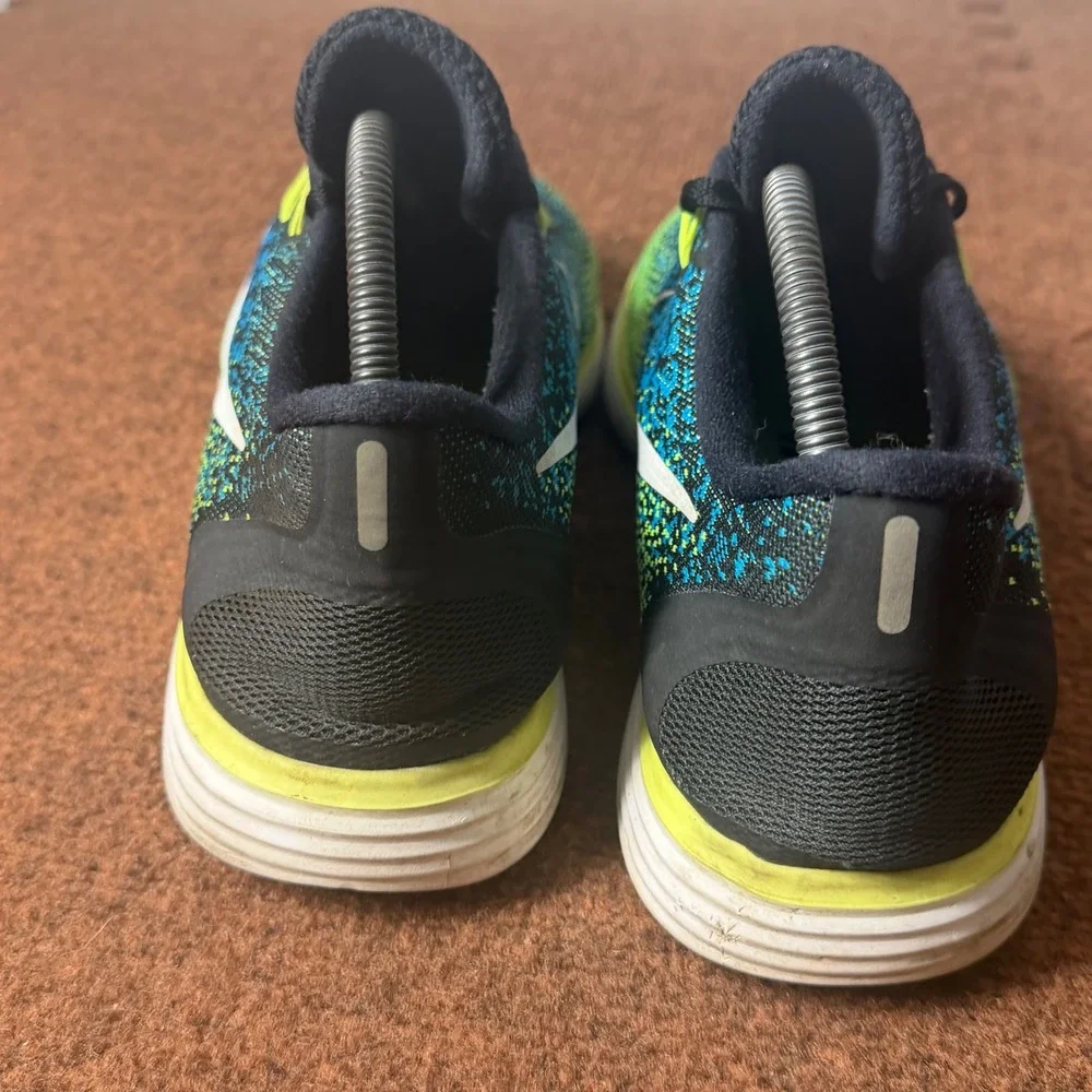 B- Nike Free RN Distance Mens Running Shoes Black Volt Blue 827115-014 Size 10.5